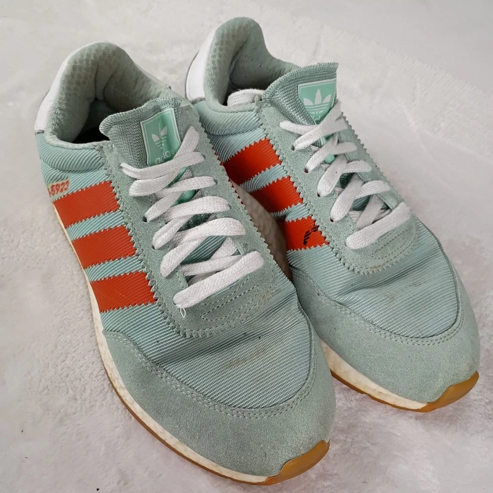 Adidas I-5923 Sneakers Mens 8 Green Orange Boost Retro Running Gorpcore Shoes